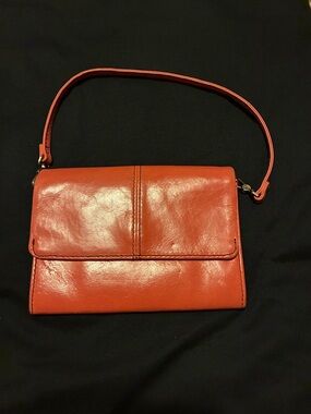 HOBO Orange Leather Wristlet Clutch